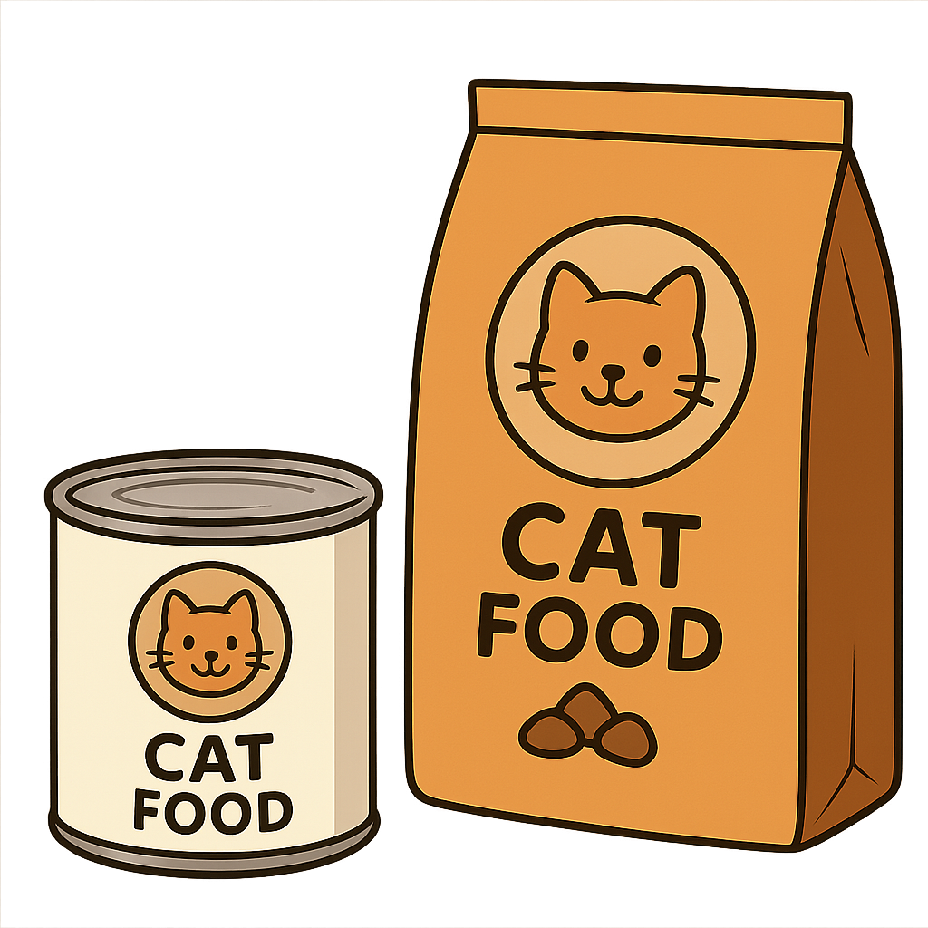 Cat food can and bag